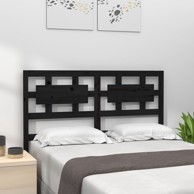 Uzglavlje za krevet crno 185,5 x 4 x 100 cm od masivne borovine