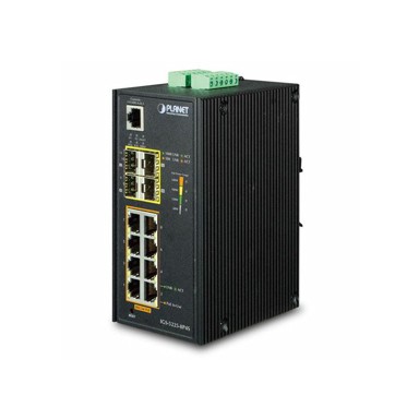 PLANET Switch IGS-5225-8P4S, industrijski upravljani L2, 8x RJ45 PoE 10/100/1000, 4x SFP, IP30, DIN montaža