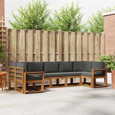 Set vanjskih sofa s jastukom, 7 kom, prirodna i antracit