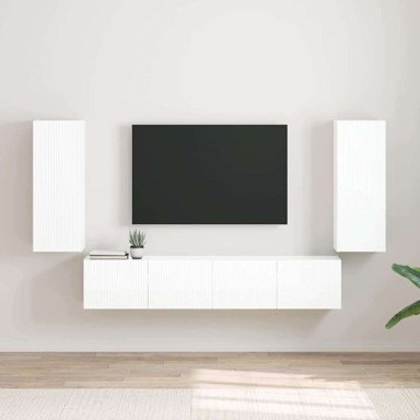 TV zidni ormar, 2 komada, Sjajno bijelo 30 x 31 x 80 cm