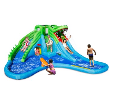 HAPPY HOP Veliki aquapark Krokodil s velikim bazenom, zeleno-plavi