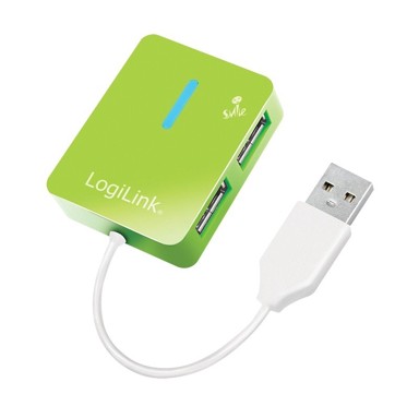 SMILE USB 2.0 Hub, 4 porta, zelena