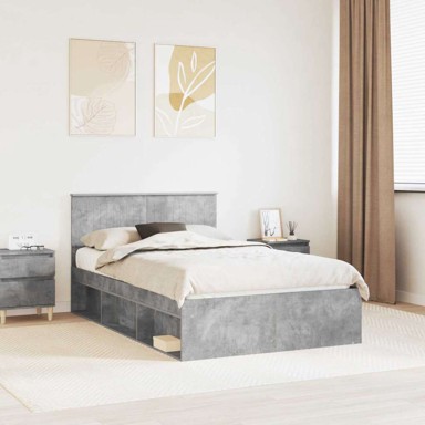 Okvir za krevet 120×200 cm čvrsto borovo drvo, betonski