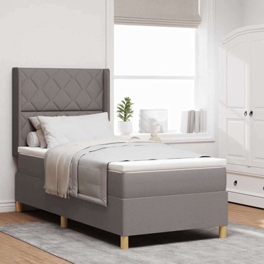 Box spring krevet, sivo-smeđi, 90 x 200 cm
