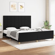 Okvir za krevet s uzglavljem crni 180 x 200 cm od tkanine