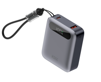 KSIX Prijenosna baterija 10. 000 mAh, 22,5W ultra brzo punjenje, USB-C + USB-A