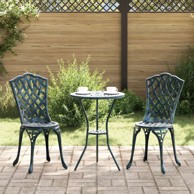 3-dijelni vrtni bistro set zelene boje od lijevanog aluminija