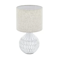 Stolna lampa Bellariva 3, E27, bijela/krem, keramika/tkanina