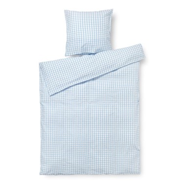JUNA Posteljina Bæk&Bølge 140x220 cm za krevet za jednu osobu/produženi krevet od krepa bijelo-svijetlo plava