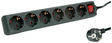 ROLINE Naponska letva sa prekidačem 6 utičnica, 3.0m kabel, crna