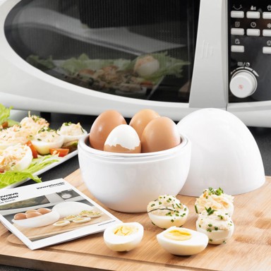 INNOVAGOODS Kuhalo za jaja Boilegg, za mikrovalnu pećnicu, s kuharicom