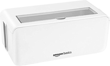 AMAZON Basics kutija za kabele mala, bijela - za skrivanje i organizaciju kabela