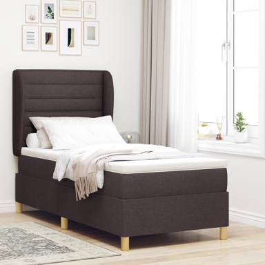 Box Spring krevet s madracem, tamnosmeđi, 90x200 cm
