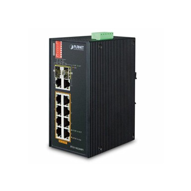 PLANET Switch PLT-IFGS-1022HPT, industrijski, 8-portni, 10/100TX, 802.3at PoE, 2x Gigabit TP SFP Combo