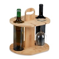 NORTHIX Bambusov stalak za vino i čaše, 2 boce i 4 čaše