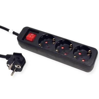 ROLINE Naponska letva s prekidačem, 1.5 m, crna