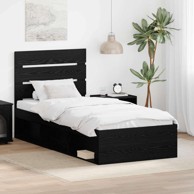 Okvir za krevet 75 x 190 cm čvrsto borovo drvo, crni