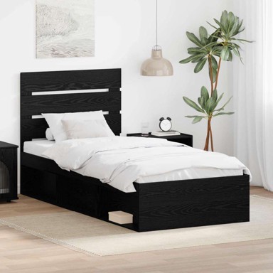 Okvir za krevet 75 x 190 cm čvrsto borovo drvo, crni