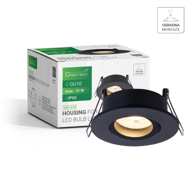 GREEN TECH Ugradbeno kućište za GU10 žarulju, IP65, Ø85 mm, crno