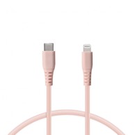KSIX Kabel Soft USB-C na Lightning za prijenos podataka, 1 m, rozi