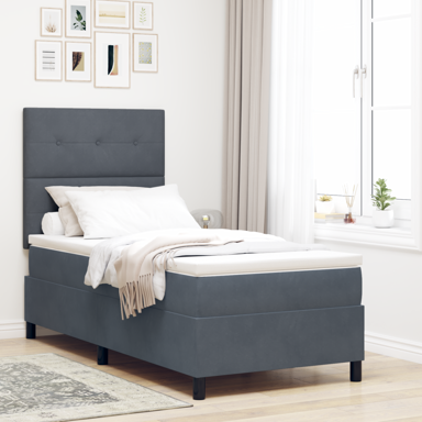Box Spring krevet s madracem, tamnosivi, 80x200 cm, baršun