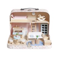 Kućica za lutke u koferu s dodacima i drvenim namještajem