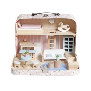 Kućica za lutke u koferu s dodacima i drvenim namještajem