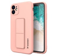 WOZINSKY Kickstand Case fleksibilna silikonska maskica s postoljem za Samsung Galaxy A12, roza