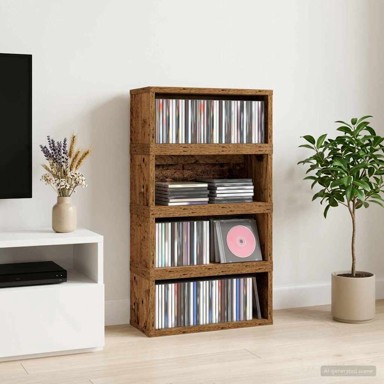 Stalak za CD-ove, 4 kom., 40 × 17 × 17 cm, staro drvo