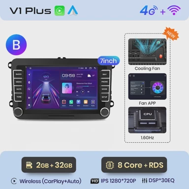 Multimedijalni player za vw / SEAT Leon, Passat B6 B7, Tiguan, Touran, GOLF, POLO - V1Plus, 2GB 32GB