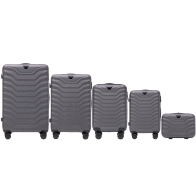 WINGS Set kofera PEAFOWL, 5 kom (L, M, S, XS, BC), ABS+, tamno siva