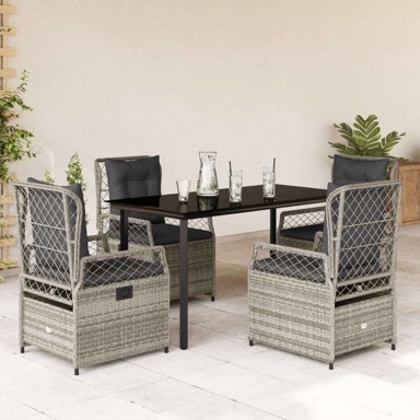 Vrtna garnitura, 5-dijelni set od poliratana, 140 x 70 x 74 cm, siva
