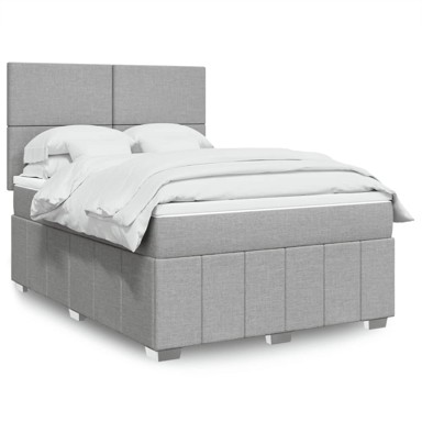Krevet box spring s madracem svjetlosiva 160x200 cm tkanina