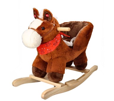 Drveni konjić na ljuljanje s stolicom Smeđi