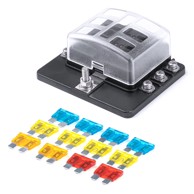 AMIO Kutija za STANDARD auto osigurače sa uzemljenjem, 6 utora + 12 osigurača