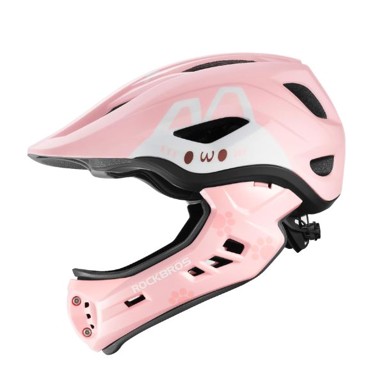 ROCKBROS Dječja biciklistička kaciga s odvojivom čeljusti, Pink Rabbit, veličina M