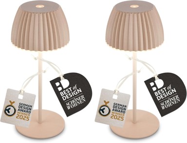 BRILONER Riffle Mini LED stolne lampe, set 2 komada, bežične IP44, 8,5 x 20 cm