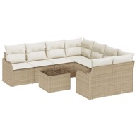 9-dijelni Set vrtnih sofa s jastučićima, poli-ratan, bež