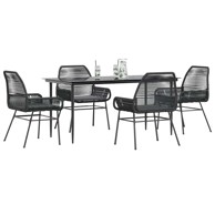 Vrtna garnitura, 5-dijelni set s jastucima, 160 x 80 x 74 cm, crna