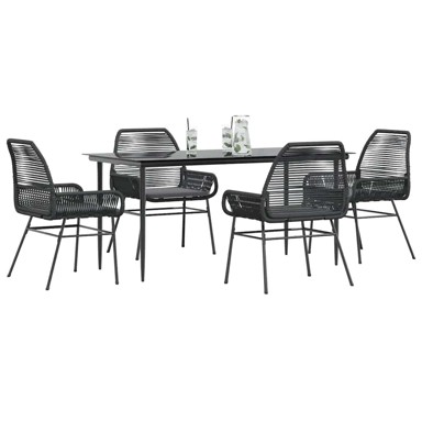 Vrtna garnitura, 5-dijelni set s jastucima, 160 x 80 x 74 cm, crna