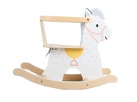 Drveni konjić za ljuljanje sa zaštitnom ogradom Bijeli