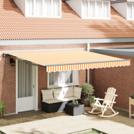Skrovita tenda 400x300 cm aluminij i poliester, žuta, bijela