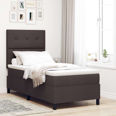 Box Spring krevet s madracem, tamnosmeđi, 100x200 cm
