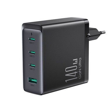 JOYROOM Punjač GaN Ultra, 140W, USB + 3×USB-C + USB-C kabel, crni