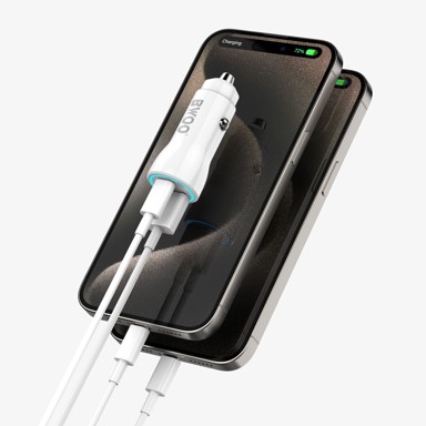 BWOO Punjač 38W USB-C auto s 2 priključka, bijela