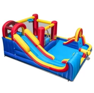Dvorac na napuhavanje, 450x392x216 cm s vodenim toboganom, zidom za penjanje, prostorom za skakanje i vodenim topom, bez puhala