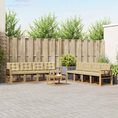Set vanjskih sofa s jastukom 9 kom, bijela i bež