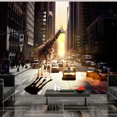 Foto tapeta Giraffe in the big city 350x270