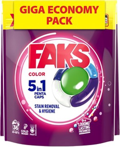 FAKS Kapsule za pranje Color 5u1, 72 kom