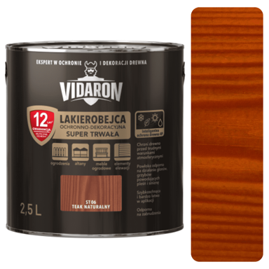 VIDARON Super trajni zaštitni lak za drvo, prirodni tik, 2,5 l
